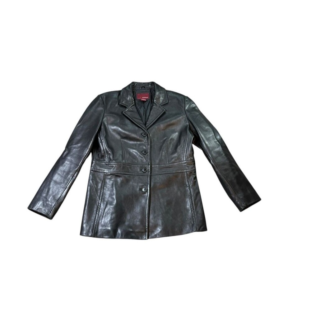 Merona 100% Leather Jacket Womens Size Large Coat 90's Minimalist Academia Y2K